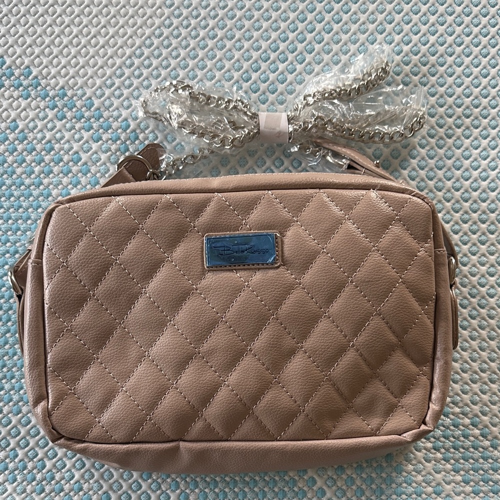 Bella Russo Quilted Tan Crossbody Bag